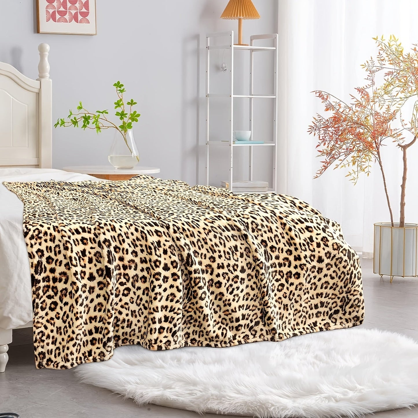 Leopard naqshli, cheetah ikki tomonlama bosma, qulay plush fleece tashlamalari va ko'rpa-to'shaklar, divan, divan, yotoq uchun leopard naqshi - 1 dona