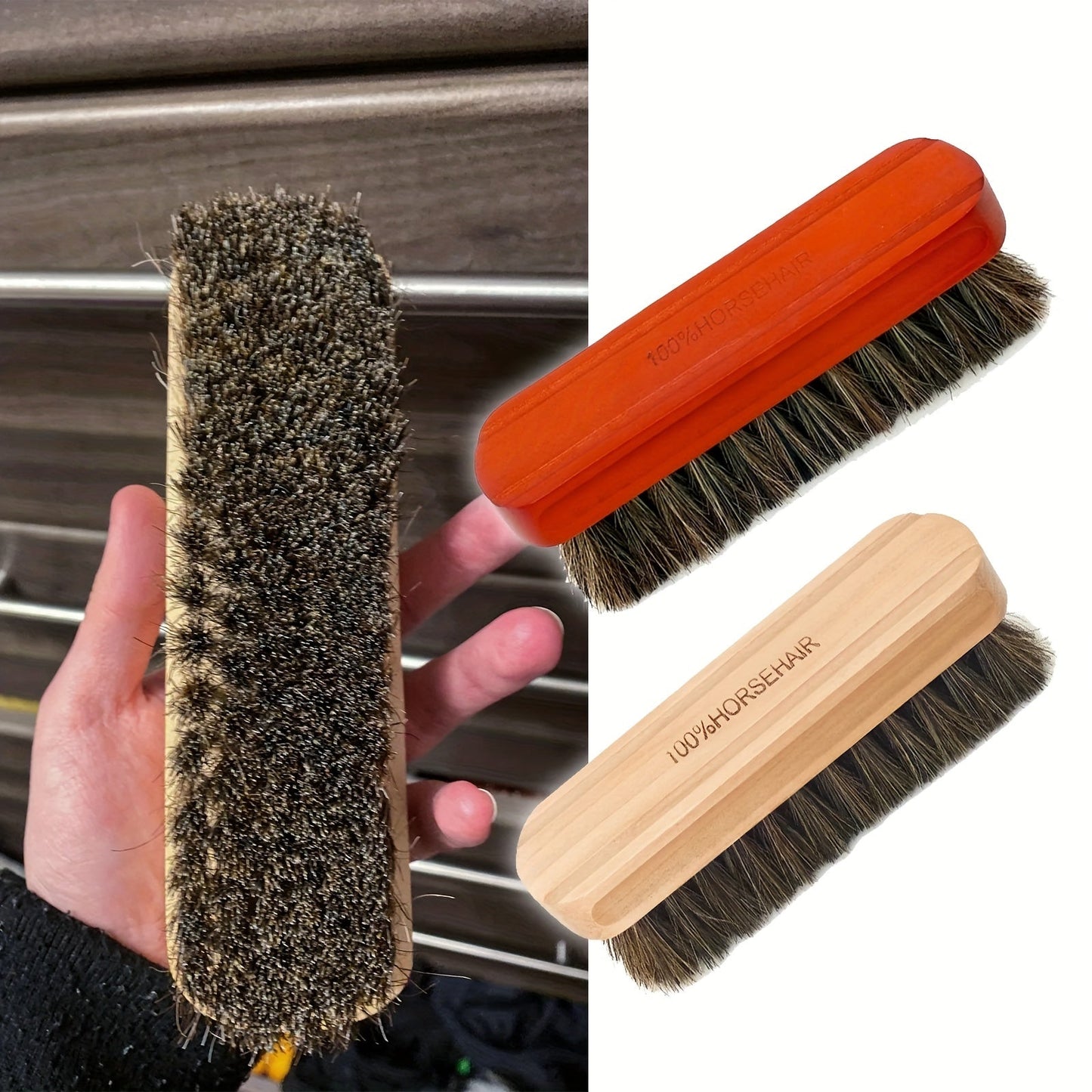 1 Horse Hair Shoe Brush for Shoe Cleaning and Leather Polishing, Soft Non-scratch Oil Brush for Suede Boots and Shoes Maintenance, Polishing Tool and Cleaning Supply - Back to School Essential