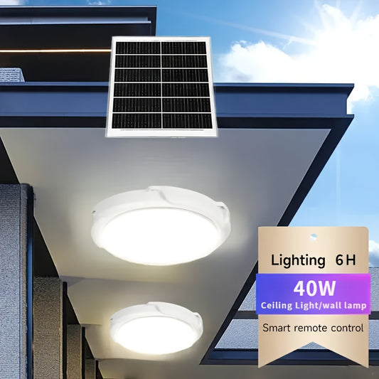 40W Solar Wall Light with Remote Control for Outdoor Areas.