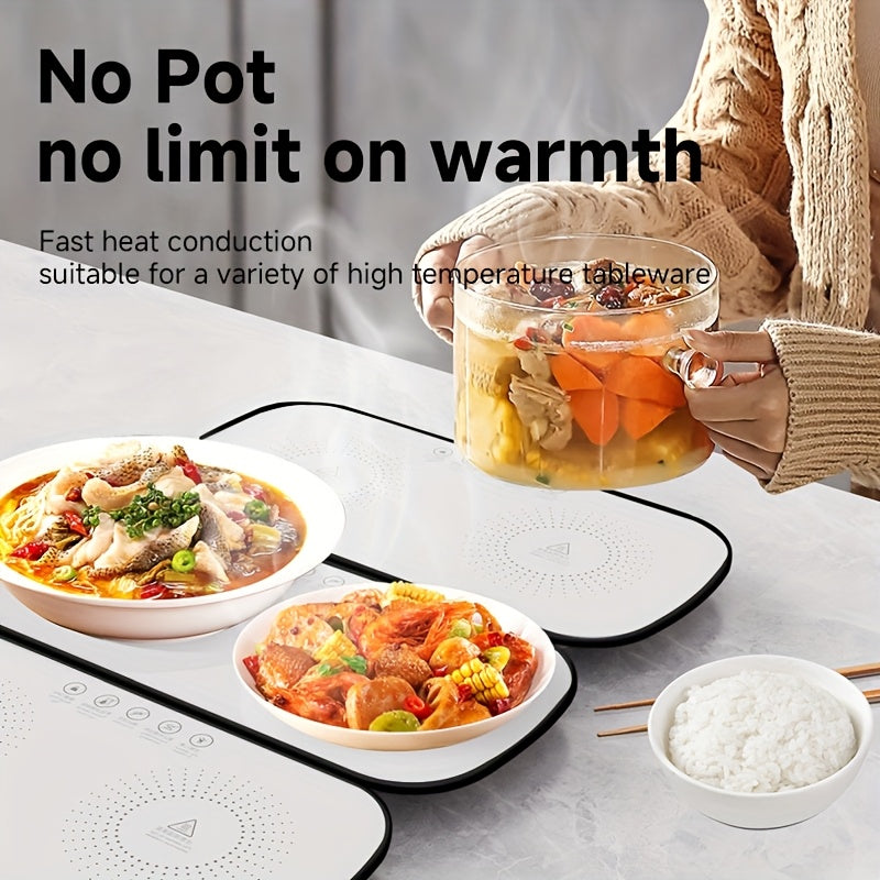 Enjoy warm meals on the go with the OSREE Portable Electric Food Warmer. This fast-heating tray features thermostatic control and durable tempered glass, making it perfect for parties and travel. Compatible with EU 220V power supply.