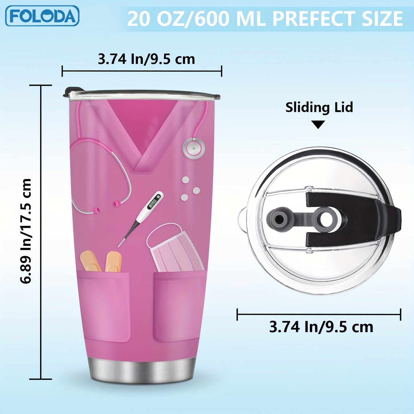 Single 20oz Stainless Steel Tumbler with Lid, Insulated for Hot and Cold Drinks, Ideal for Travel or Outdoor Use; Perfect Valentine's Day Gift