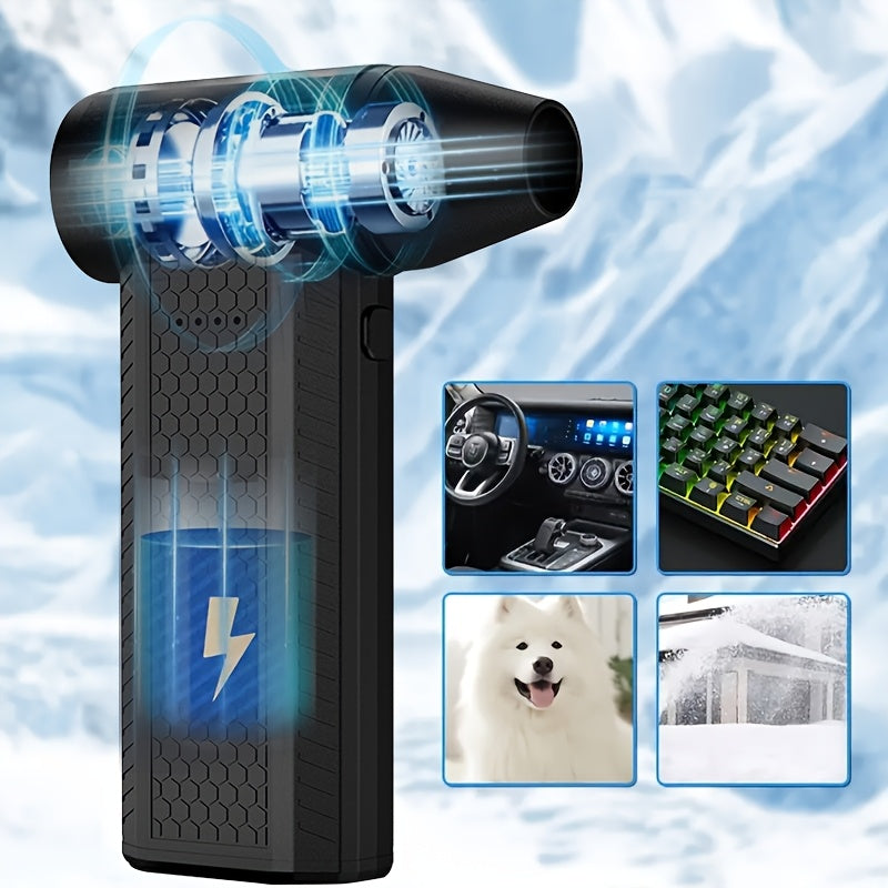 Portable Jet Blaster Fan with TurboPower Technology, Strong Air Nozzle, Rechargeable Lithium Battery, USB Charging, Key Control, Plastic Construction, Suitable for Car, Home Cleaning, Camping, Snow Removal, Dusting, and Outdoor Activities.