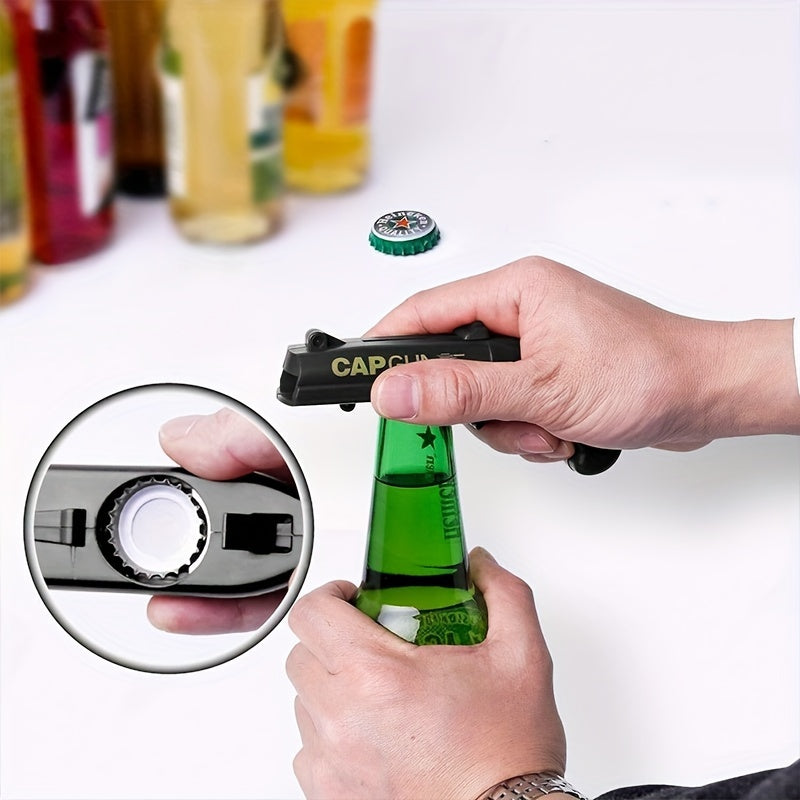 Creative portable cap gun bottle opener with fun shooter design for easy opening, ideal for outdoor celebrations, parties, and Eid Al-Adha Mubarak.