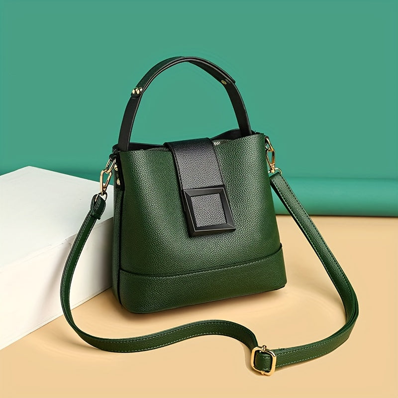 Stylish bucket bag for women, light and versatile with adjustable strap and zipper closure.