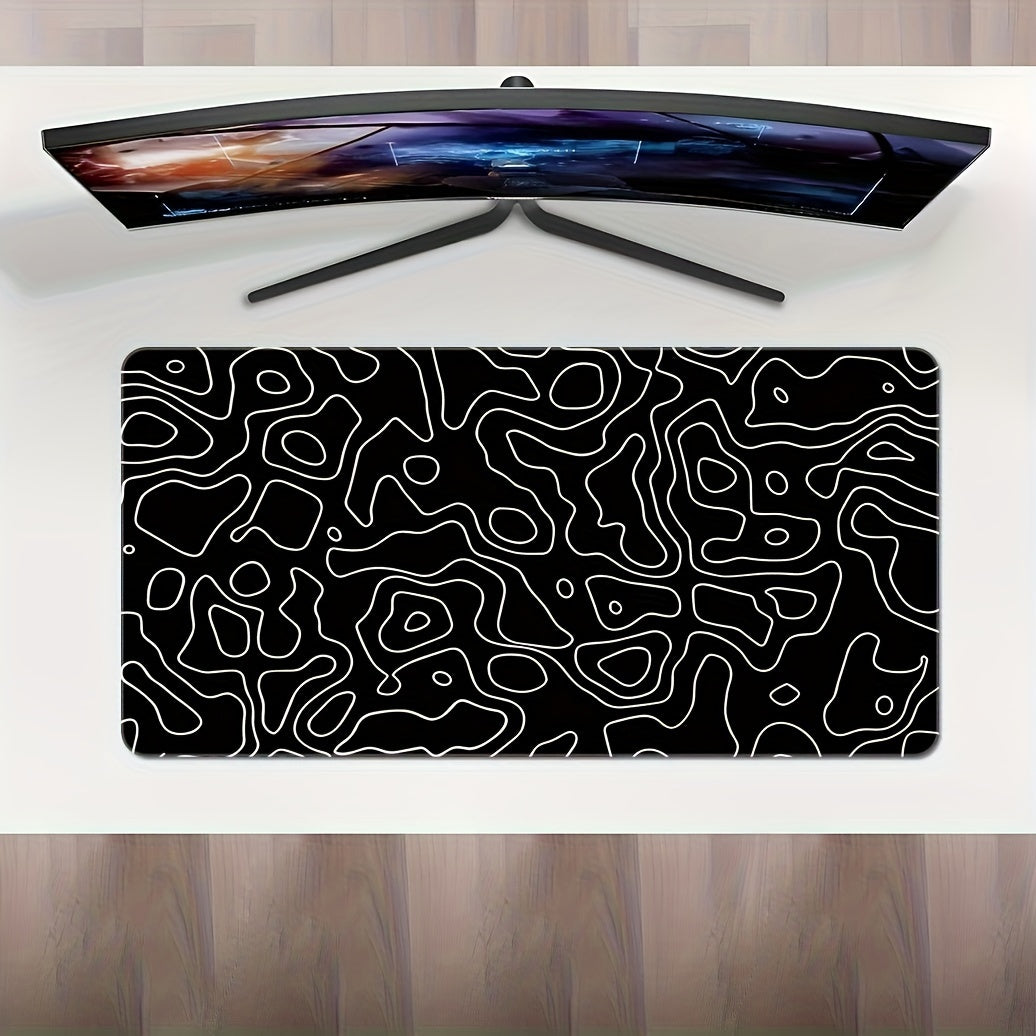 Large multicolour topographic contour gaming mouse pad with non-slip base and stitched edge, available in various sizes for gaming, office, and home use.