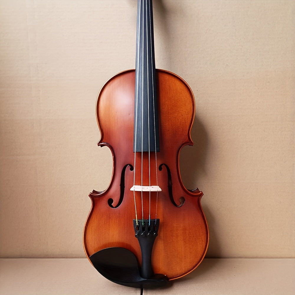 Complete violin ensemble with classic design and fine craftsmanship, includes L&K K-10 Tiger Stripe Maple Wood Violin Set, 4/4 Full Size 1716 Replica, Olive Brown with Spruce Top, Ebony