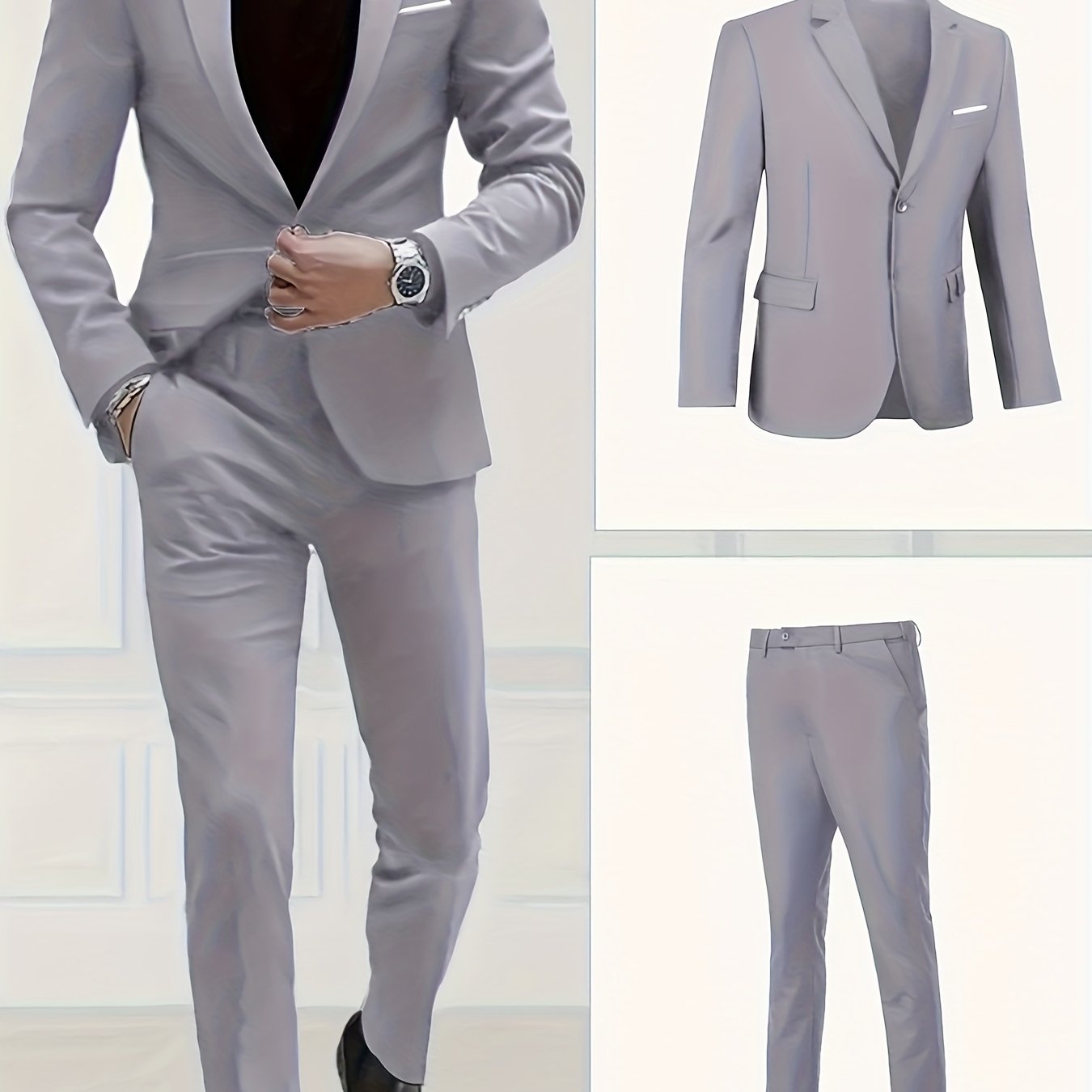 Fashionable 2-piece suit set for men's wedding banquets and parties.