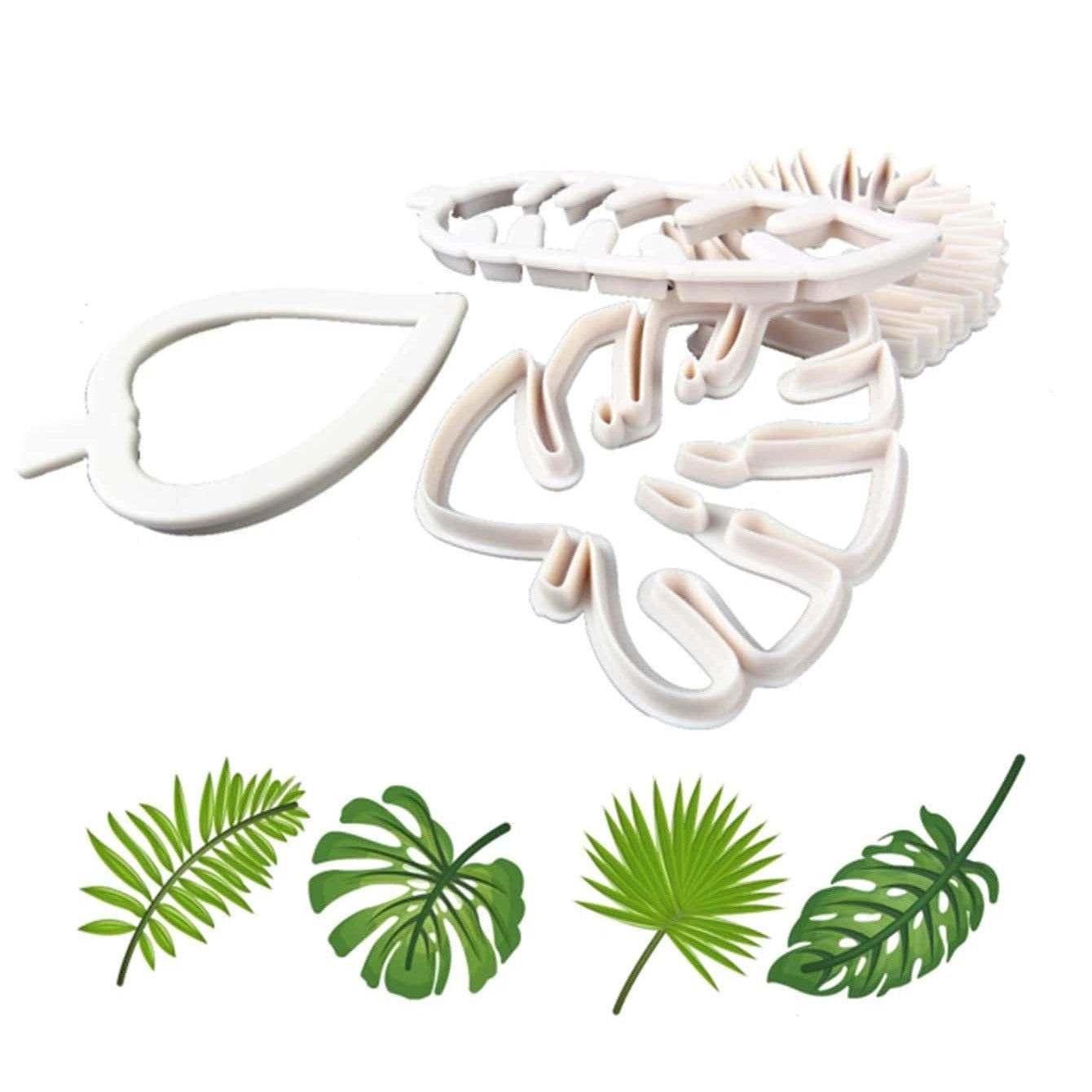 Tropical Leaf Shaped Cookie Cutters Set - Includes 4 Shapes: Agave Leaf, Monstera Leaf, Fern Leaf, and Ivy, Perfect for Baking Cookies, Cakes, and Pastries. Ideal for DIY projects and as Fondant and Pastry Tools. Must-have Kitchen Items for any baker's