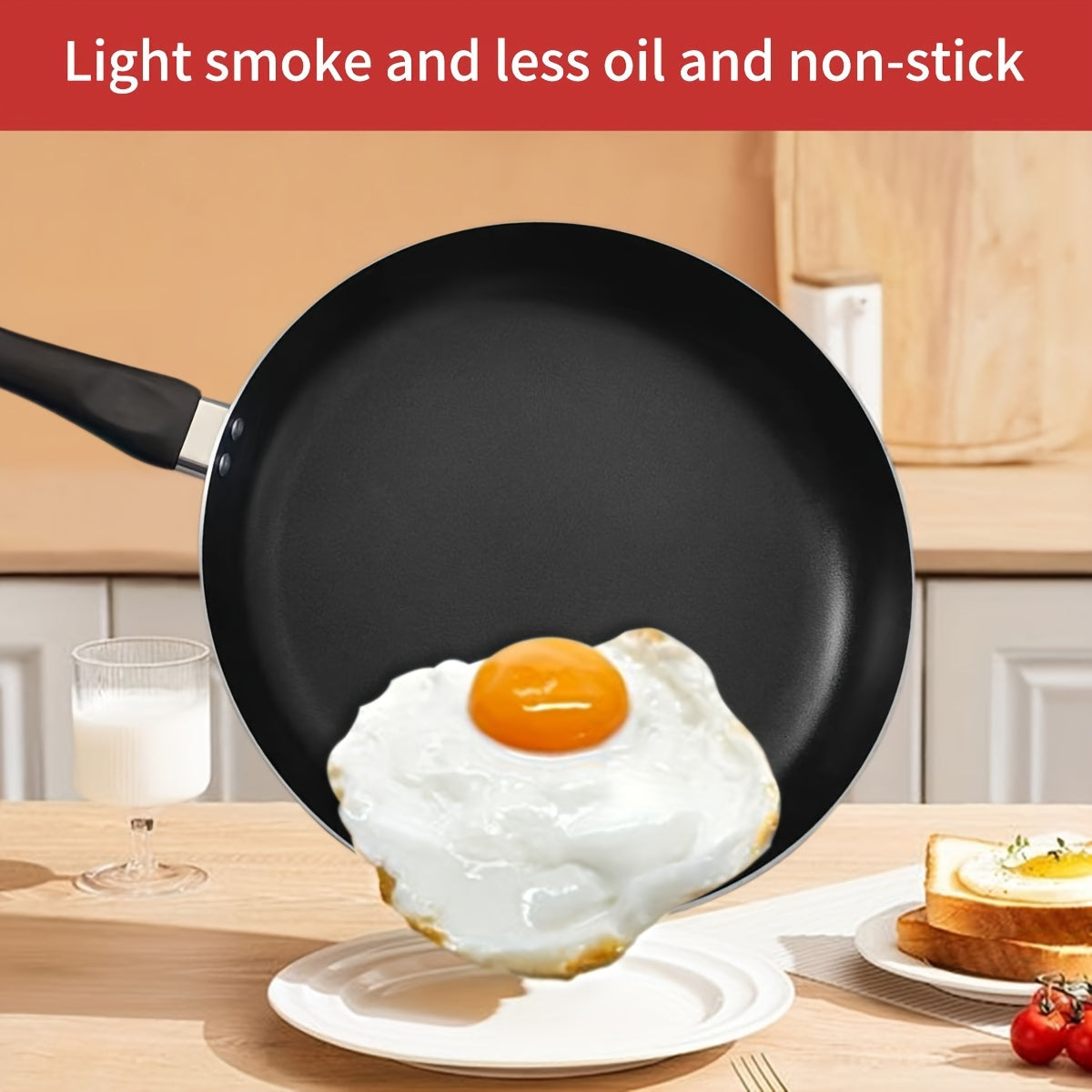 Red Aluminum Non-Stick Skillet with Easy-Grip Handle - 27.43cm Diameter, Ideal for Omelets & Pancakes, Suitable for Gas Stoves