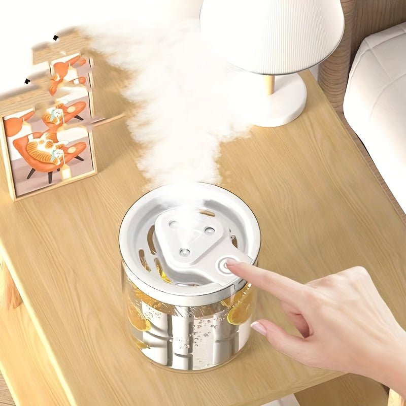 USB-powered humidifier with triple jet technology, 3-speed mist, and warm night light - ideal for home, office, and dorms.