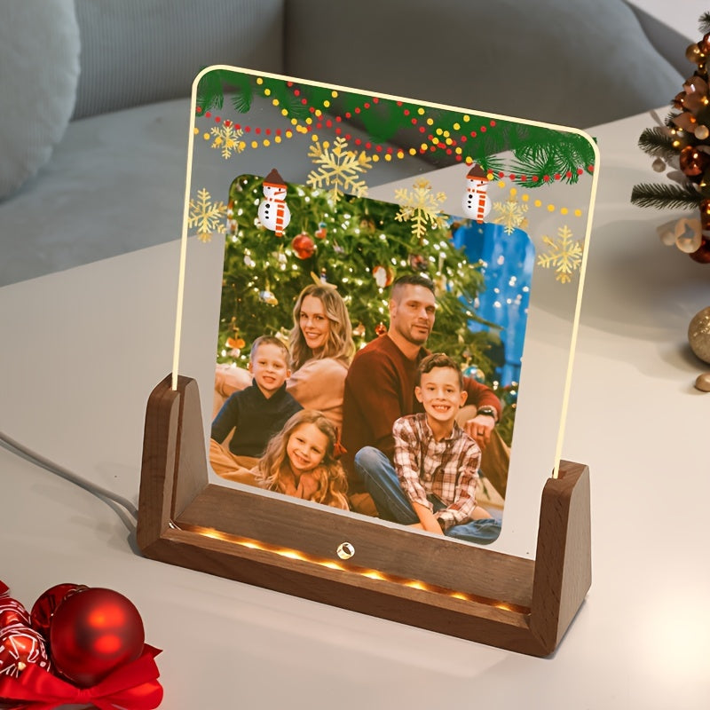 Custom Illuminated Acrylic Christmas Photo Frame: Add a Personal Touch to Your Holiday Decor with a Unique Display for Your Family's Memories