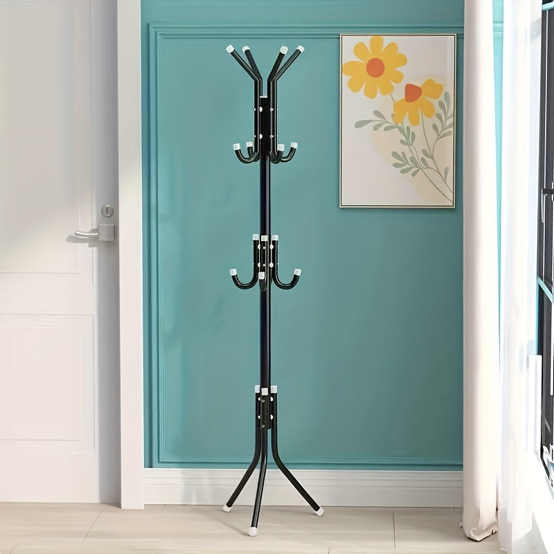 Metal coat rack for hats, coats, bags, scarves. Used for home storage in entrances, corridors, offices, bedrooms, and living rooms.