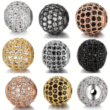 Set of 3 cubic zirconia ball charms in 6/8/10mm for bracelet making