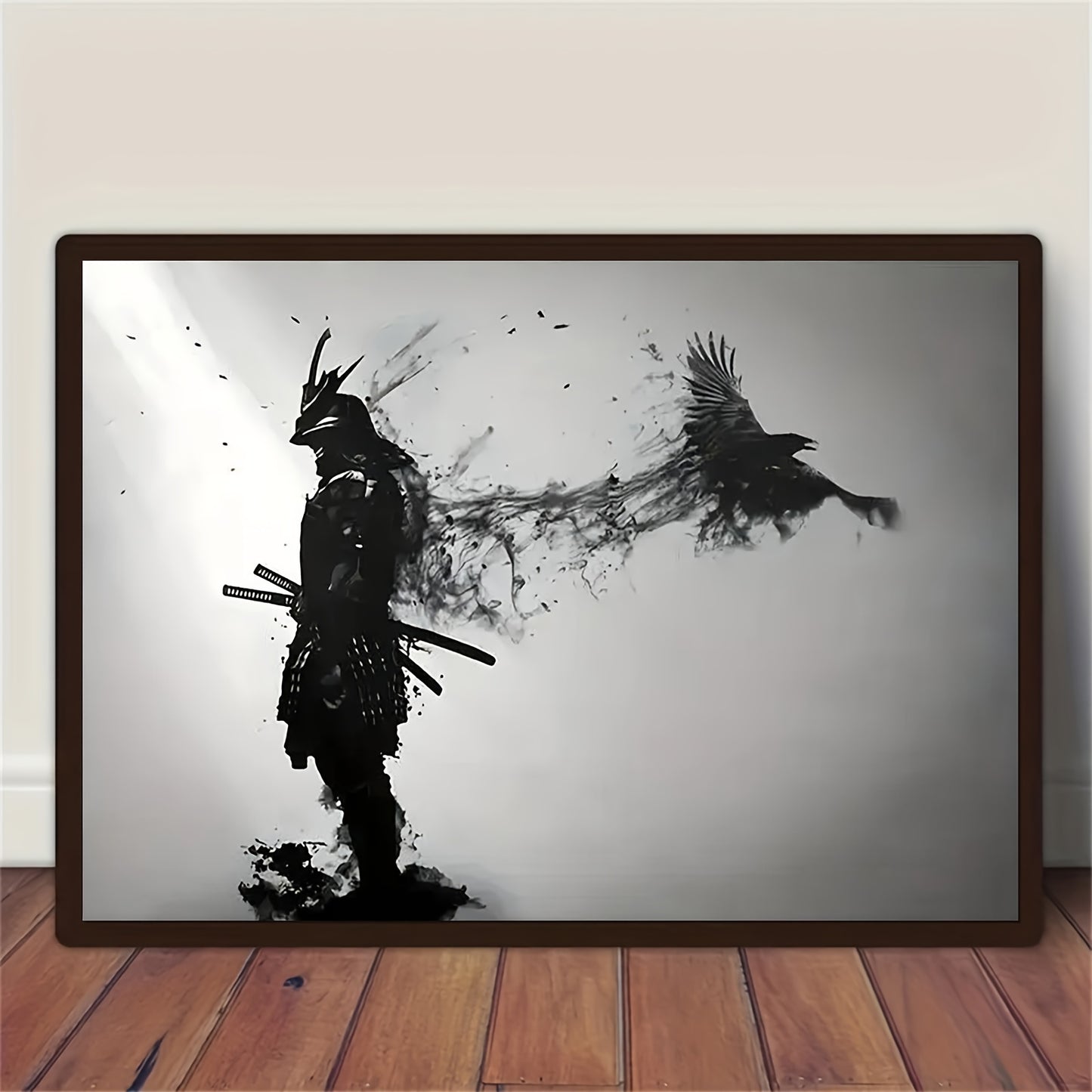 Black & White Samurai Canvas Art Print - Frameless Decor for Living Room, Bedroom, Anime Room