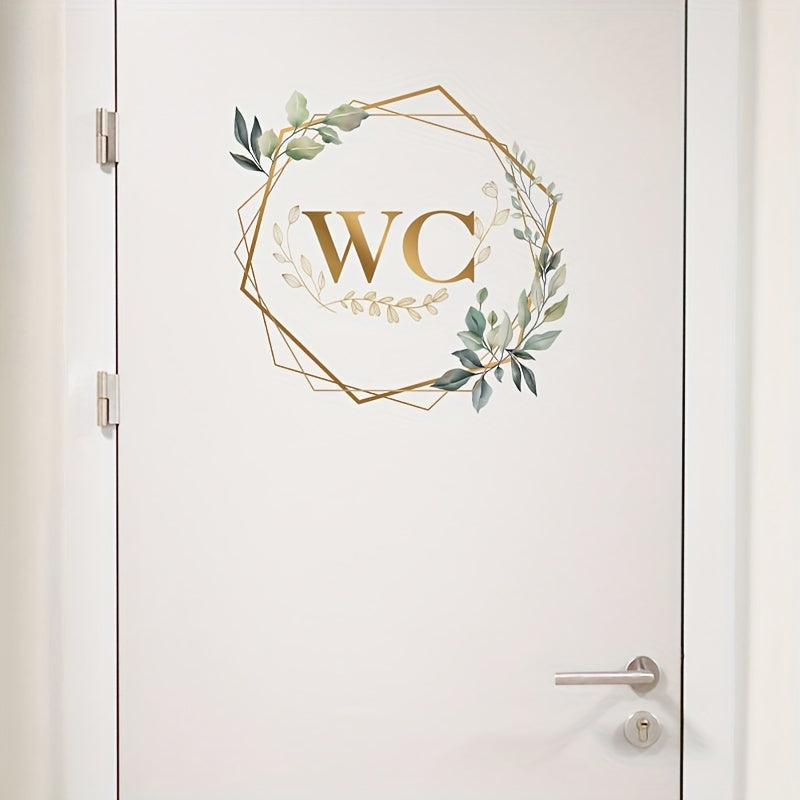 One self-adhesive WC door decal with floral and geometric design, suitable for ceramic surfaces. The decal is a single-use embellishment for the toilet lid.