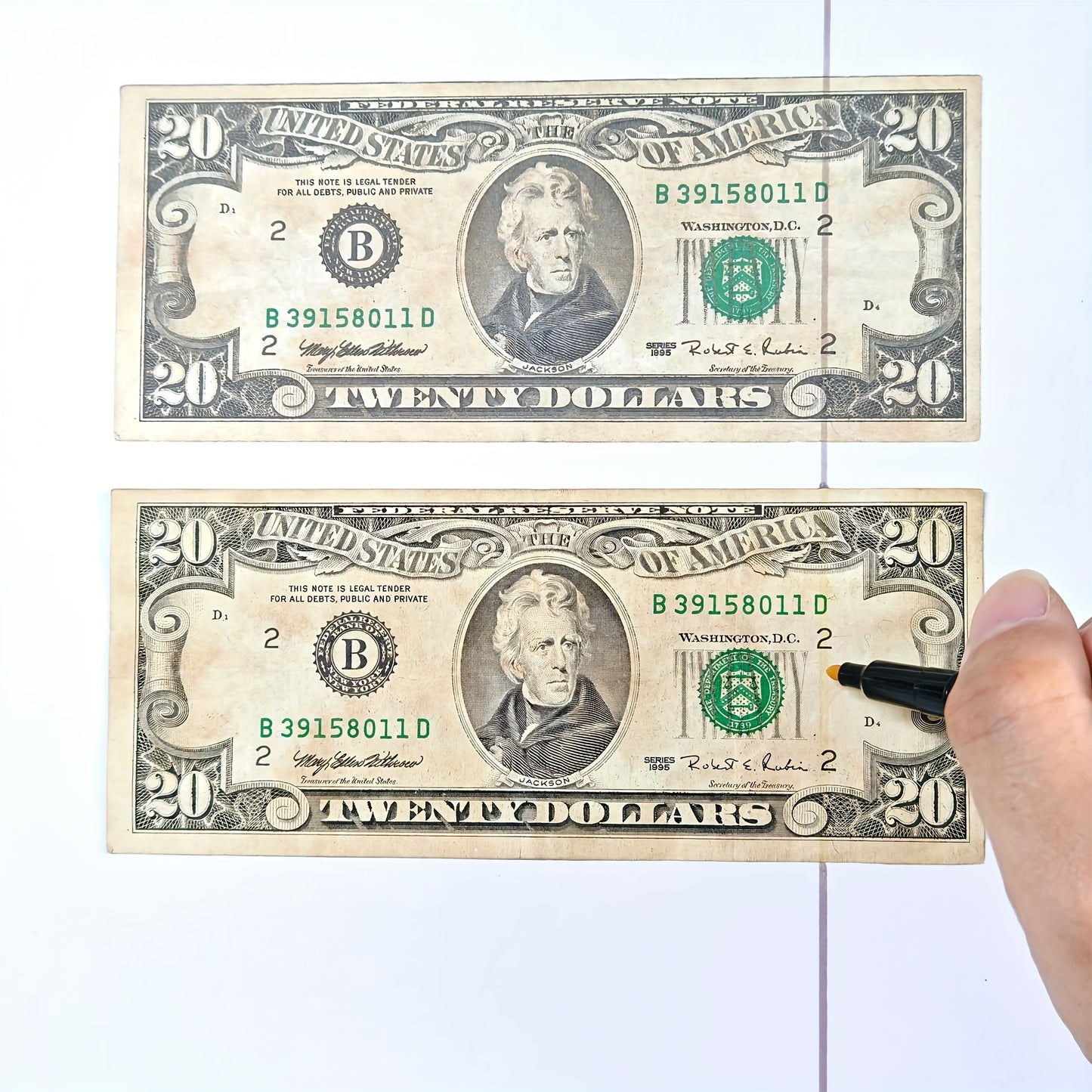 Non-electric counterfeit money marker pens with fading ink, available in 1/2/3 pack. Ideal for verifying multi-currency authenticity without batteries.