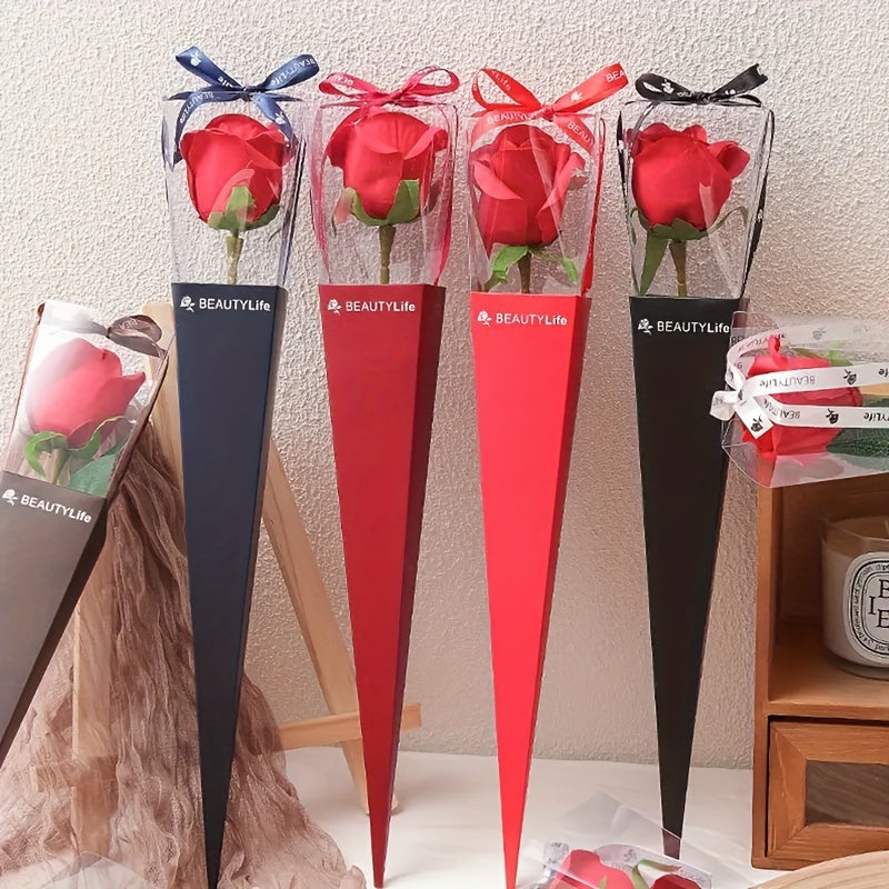 10 Elegant PVC Folding Bouquet Gift Boxes for Valentine's & Mother's Day with "BeautyLun" Design, Perfect for Small Businesses & Unique Gifts. Great for Valentines Decorations.