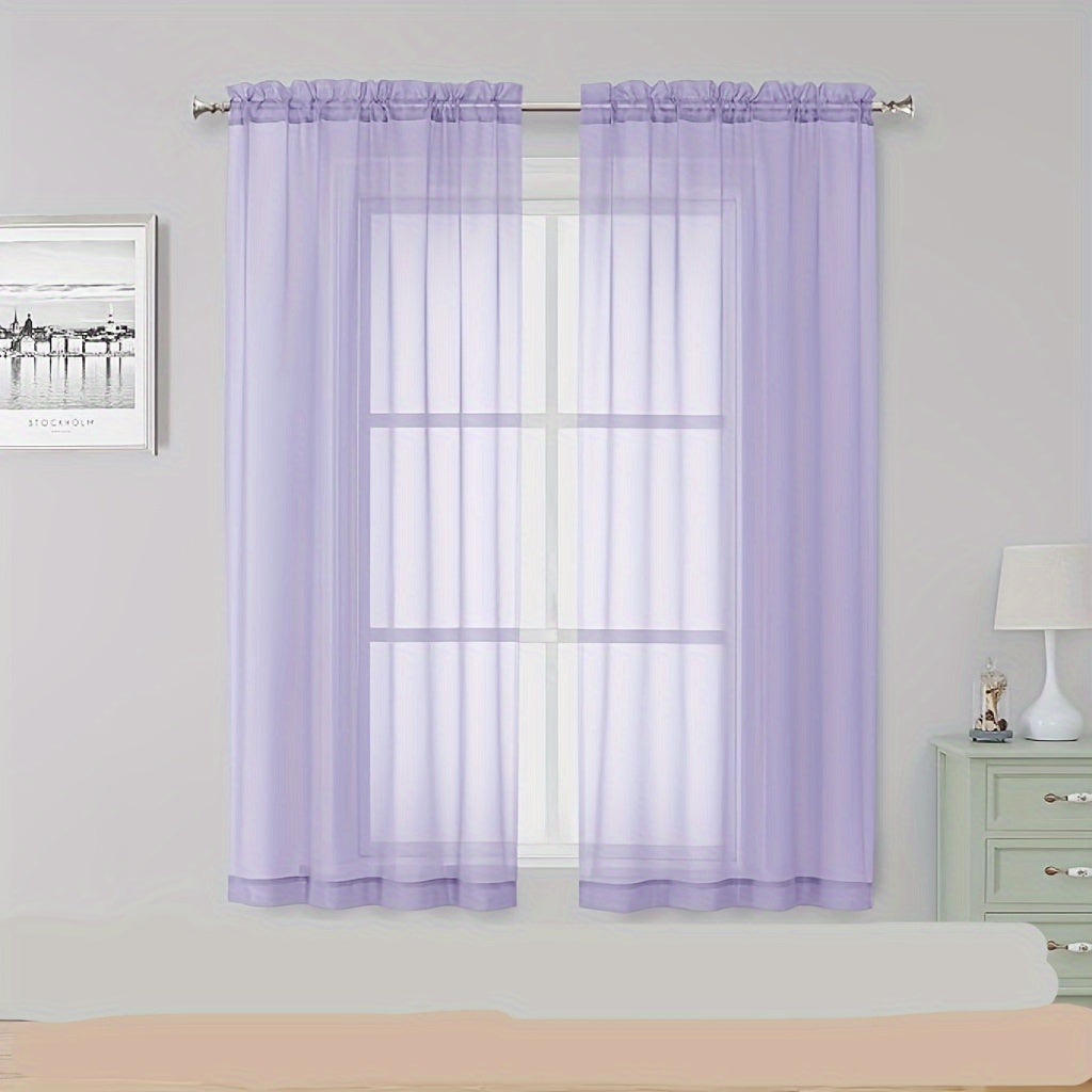 [Top Pick] Add a touch of elegance to your home with these stylish terylene gauze curtains. The two-piece set features a semi-transparent design in a plain color, perfect for creating a breathable and lightweight atmosphere in any room. Hang them with