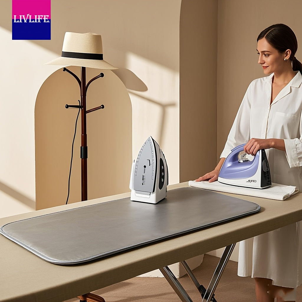 New and Improved Thick Heat-Resistant Ironing Board - Prevents Burns, Conveniently Foldable, Perfect for Home Use with Electric Irons.