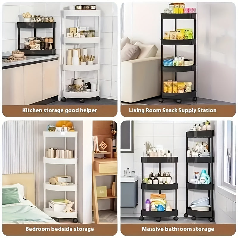 Multi-tier rolling cart suitable for various storage needs in different areas of the home. Perfect for organizing living room, bedroom, kitchen, and art supplies, snacks, or vegetables.