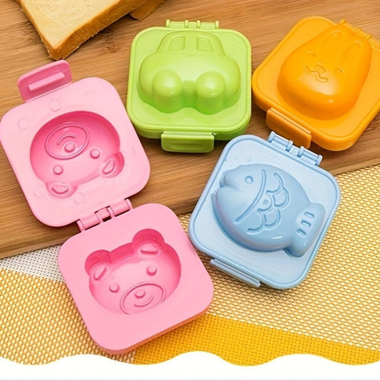 Set of 4 Non-Stick Animal Egg & Rice Ball Molds featuring Bunny, Bear, and Fish Shapes, Perfect for Creative Cooking and Fun Breakfasts. Durable Kitchen Gadgets that are Specialty Cookware items.