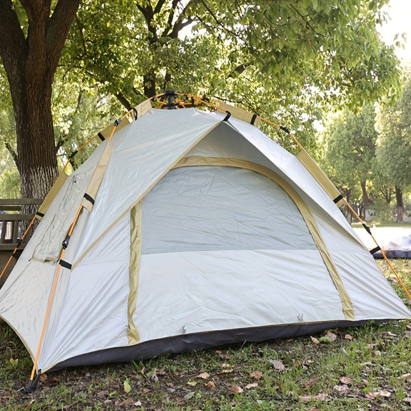 Large double-deck tent with two doors and windows for outdoor camping and leisure. Easy to set up and convenient storage. Can accommodate 3-4 people.