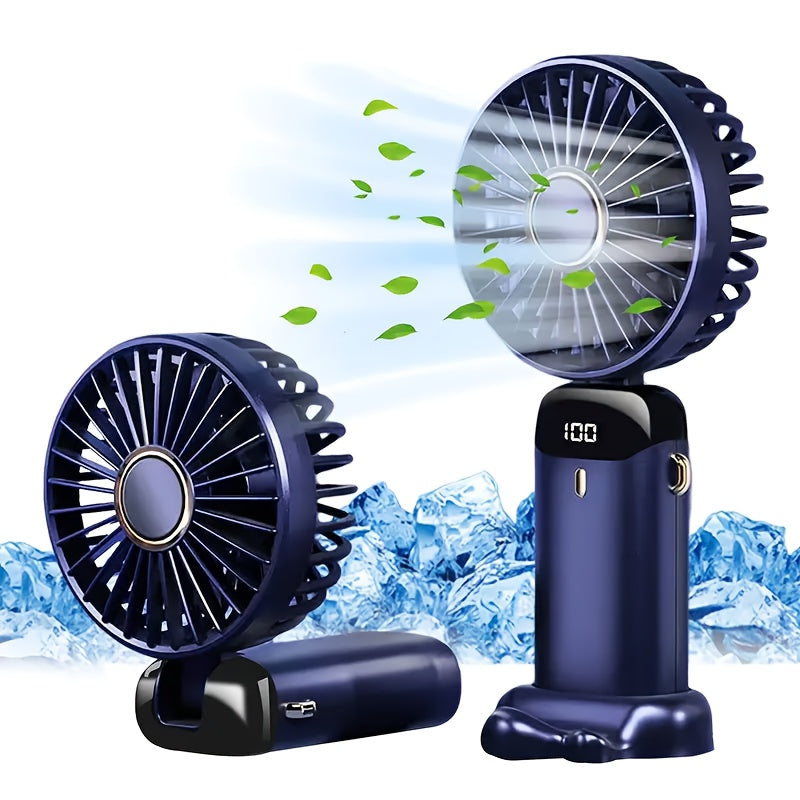 Compact USB Mini Fan with 5 Speeds and Battery Indicator - Great for Work, School, and Outdoor Adventures