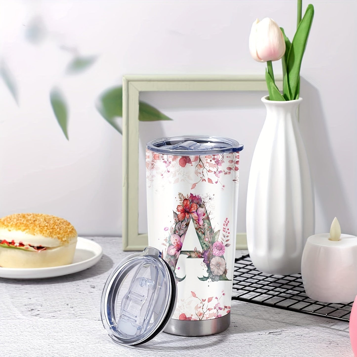 Customize your daily essentials with our Hsdiokl 20oz Insulated Stainless Steel Tumbler featuring a personalized name and flower design. This oval metal mug comes with 2 BPA-free lids, perfect for hand washing and multipurpose use. Designed for adults