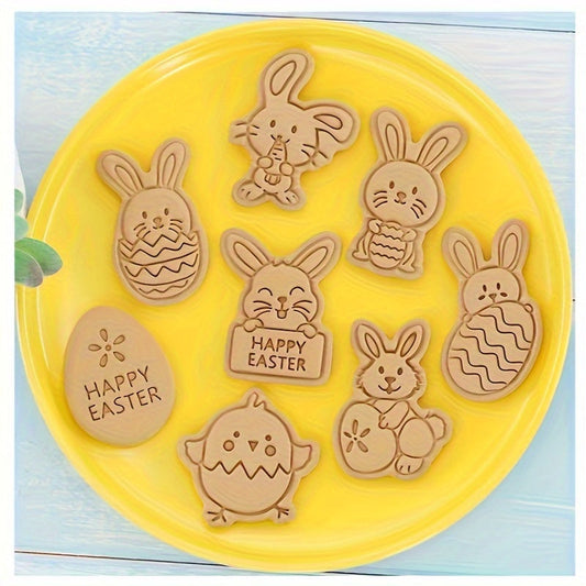 Easter Rabbit Egg Resurrection Mold for Cookies - Cartoon Bunny Design, Three-dimensional Press and Flip Mold for Sugar Baking Tools