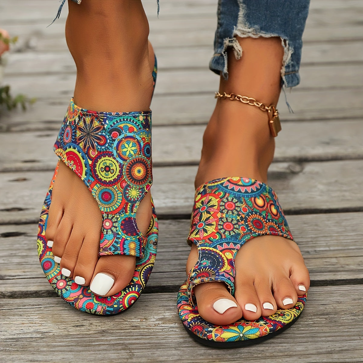 Sporty and stylish slip-on sandals with a floral design for women.