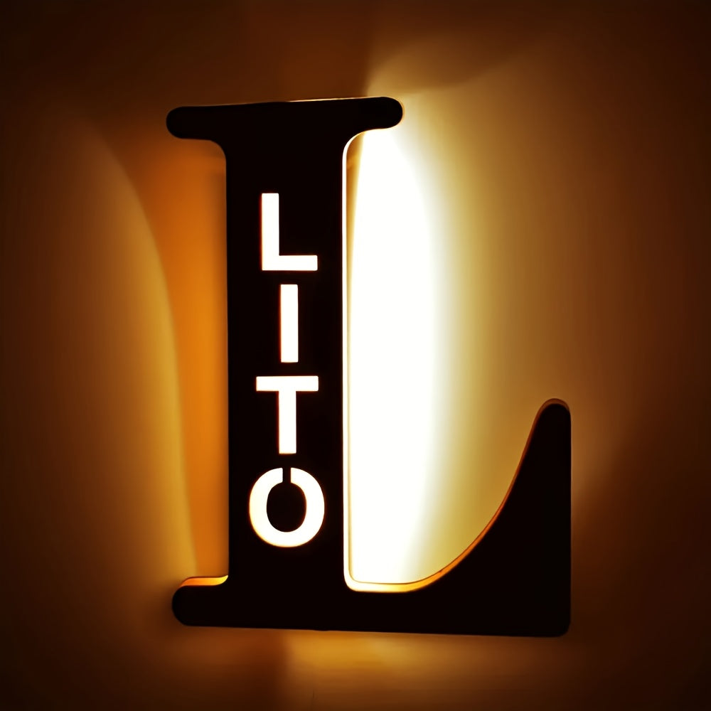 Customize Initial Letter Wall Sconce with Personalized Engraved Name Night Light, Long-Lasting LED, USB Powered, Premium Finish, Perfect Bedroom Decor, Great Holiday, Wedding, Birthday Gift Option