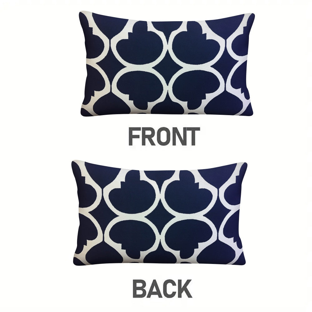 Two-pack of vintage boho geometric flannel throw pillow covers, measuring 50.8x30.48 cm each. These waterproof covers feature an invisible zipper and are machine washable, making them perfect for all-season use. Ideal for multi-position sleepers, these