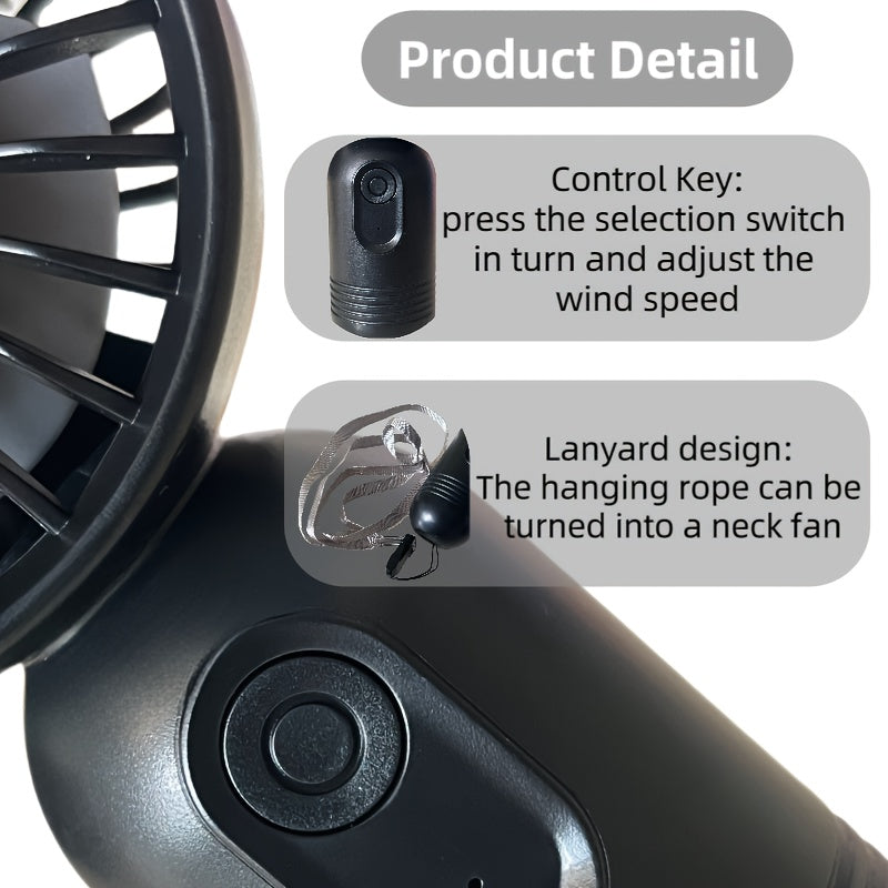 Mini fan set includes 3 pieces of portable fans with lanyards for neck hanging, USB charging, and 3 adjustable speeds. Ideal for staying cool in hot weather, this makeup and handheld fan is perfect for office, outdoor activities, travel, and camping. A