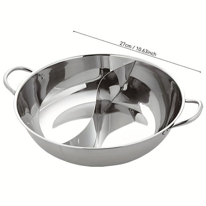 Tabletop Cooking Made Easy with Induction-Compatible 28cm Divider Cookware, Stainless Steel Dual Flavor Shabu Shabu Pot for Energy-Efficient Meals