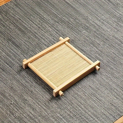 Bamboo Tea Coaster Set with Tray - Stylish and Functional Cup Mat for Home and Restaurant Use - Ideal for Holiday Celebrations and Special Occasions such as Halloween, Christmas, Ramadan, Elderly Appreciation Day, and Graduation Season.