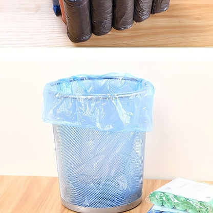 5 Rolls of 100 random color plastic garbage bags, suitable for home use. Kitchen and bathroom disposable garbage bags with a point cut style colored flat mouth.