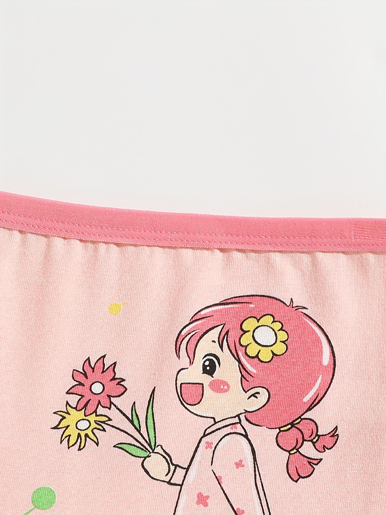 4 Soft Cotton Girls Boxer Briefs with Cartoon Pattern, Flat Leg Underwear