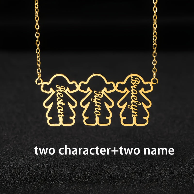 Personalized Stainless Steel Pendant Necklace featuring multiple names - Perfect for showing appreciation to loved ones - A thoughtful gift for Mother's Day, birthdays, or just because - Great for women who love unique jewelry.