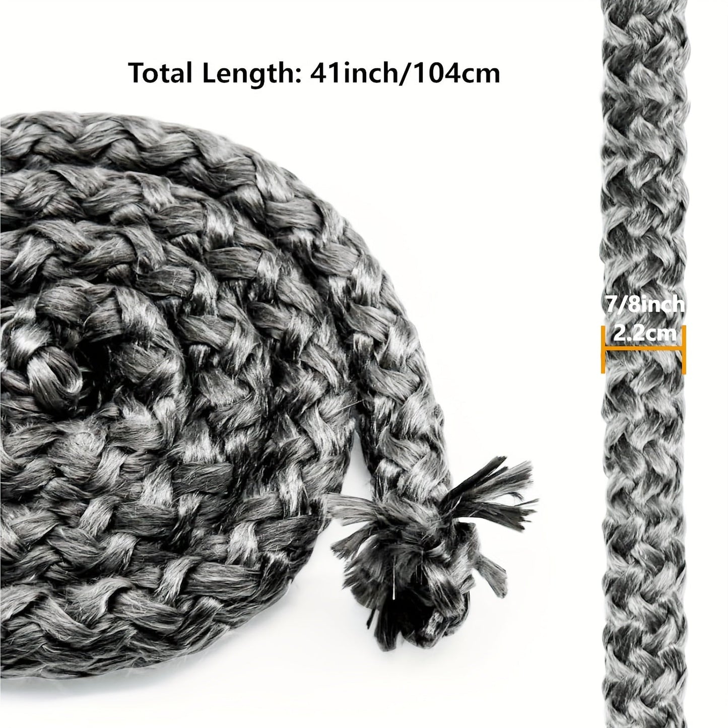 High-Temperature Graphite-Infused Glass Fiber Sealing Rope, 2.54cm x 104.14cm, Replacement for Quadrafire MT Vernon AE, E2, Trekker Insert, Edge 60 Pellet Stove - Broil-X SRV7034-178