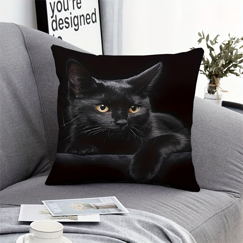 1pc Cute Cat Polyester Cushion Cover for Room, Bedroom, or Sofa Decoration, does not include cushion.