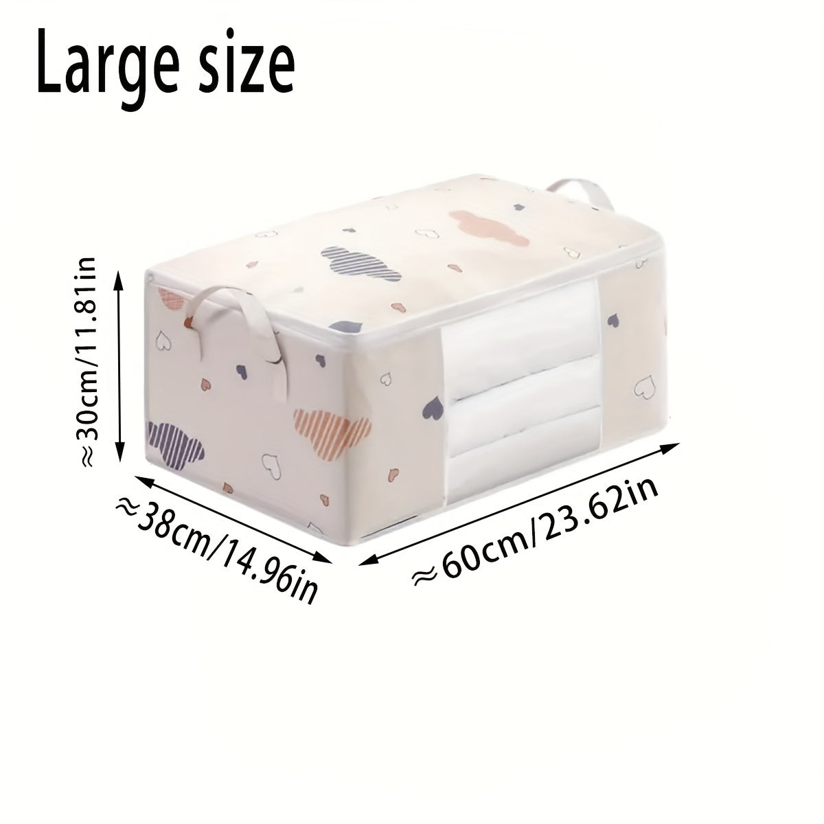 Large Capacity Quilt Storage Bag with Clear Window - The Perfect Holiday Gift Organizer for Thanksgiving, Halloween, and Christmas. This Foldable Portable Storage Bag is made of Non-woven Material, ideal for storing clothes, quilts, blankets, toys, and