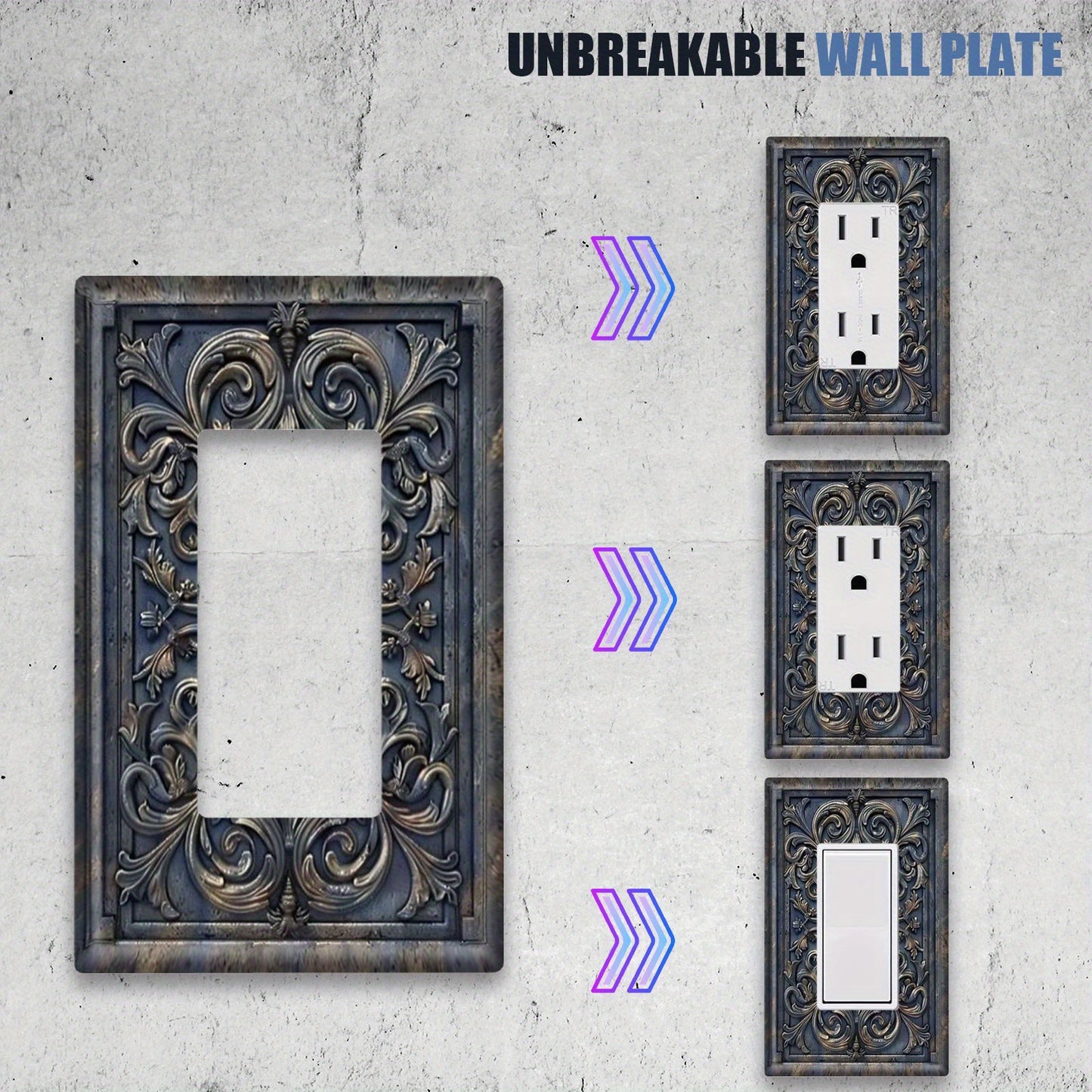 French Blue-Gray Decorative Light switch Cover: Versatile and Easy to Clean.