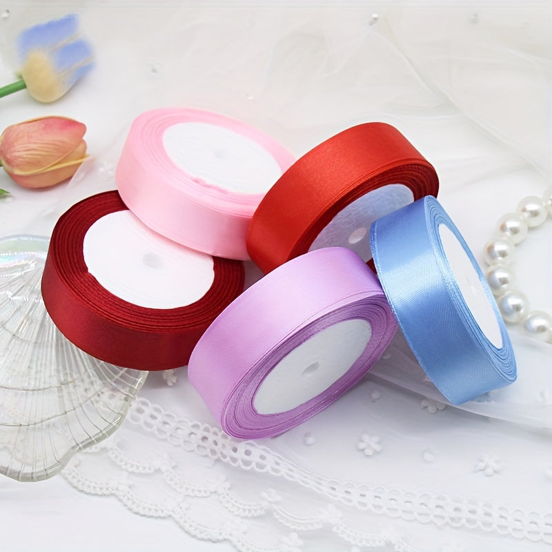 1 piece of 2.5cm wide, 25 yards long satin ribbon for gift wrapping, wedding decoration, car silk ribbon, baking, and webbing.