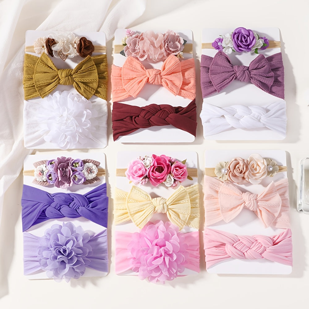 3 cute girl's nylon headbands perfect for styling hair.