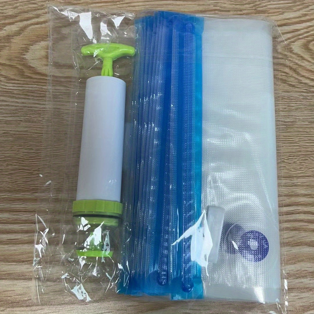 Vacuum Sealer Bag Set with Hand Pump and Sealing Clips - Ideal for Food Sub-packaging, Refrigerator Storage, and Home Kitchen Applications