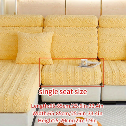 Wheat Sheaf Pattern Plush Sofa Cover, Cat Scratch Resistant, Elastic Fit for 1-4 Seater Sofas, Non-Slip, Machine Washable, Ideal for Multiple Rooms