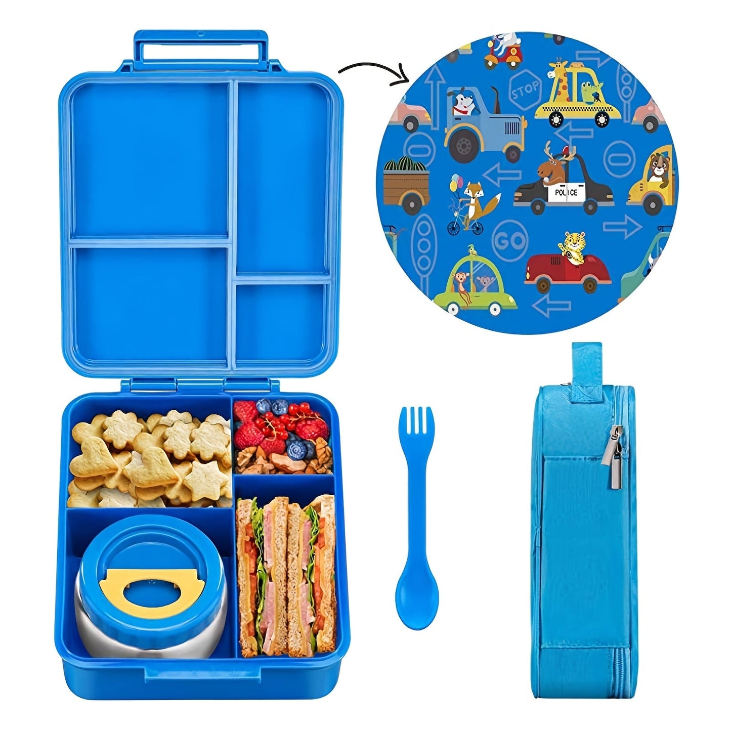 Get your kids the perfect Bento lunch box, complete with 8oz soup container, leakproof compartments, and a 4-compartment design. This set also includes a food jar and lunch bag, all BPA free. The ideal Christmas or Halloween gift!