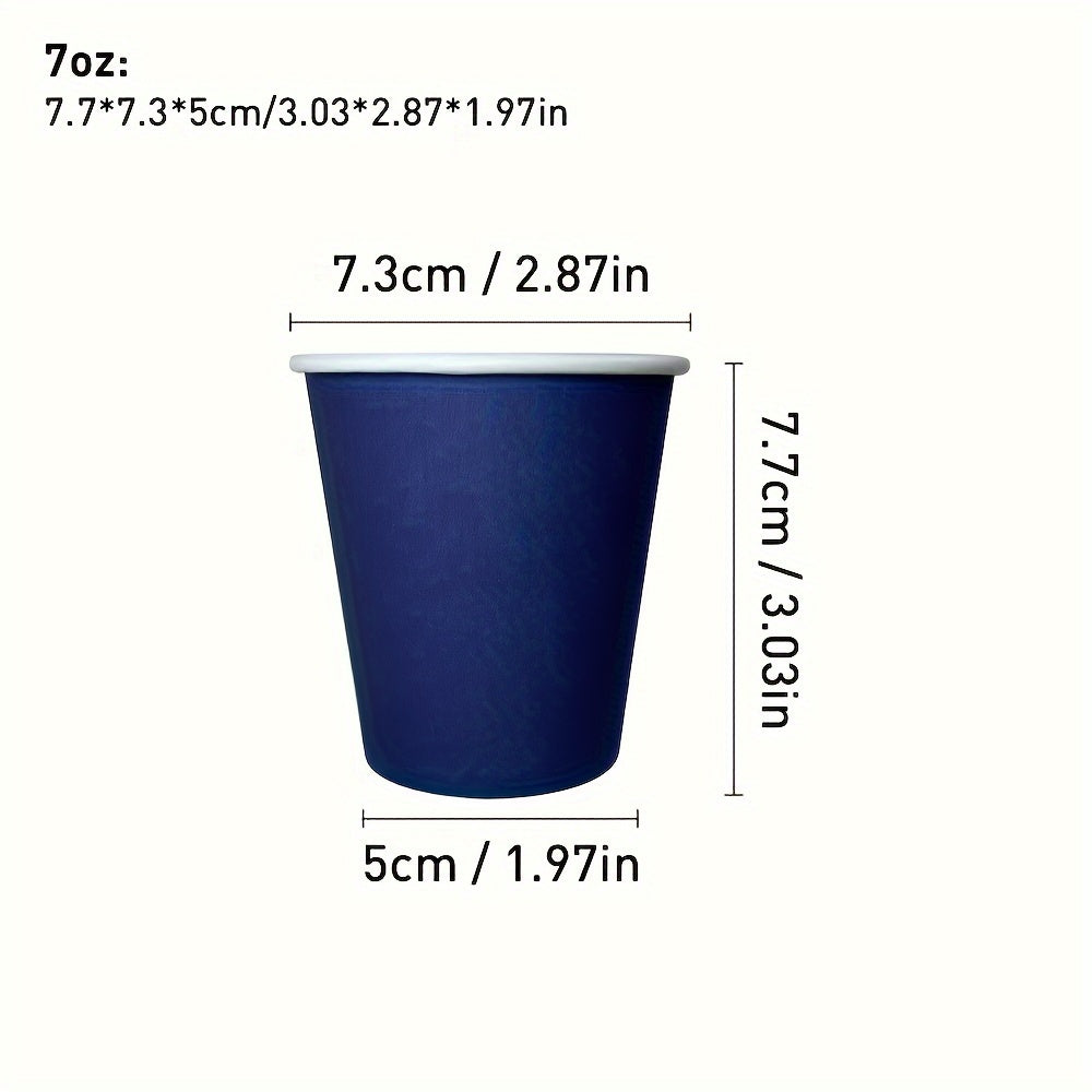 Pack of 50 7oz Blue Disposable Paper Cups with Polyethylene Coating - Perfect for Cold Beverages like Coffee, for Home & Commercial Use. Hand Wash Only. Ideal for Christmas, Halloween, Easter, Hanukkah & Thanksgiving Celebrations