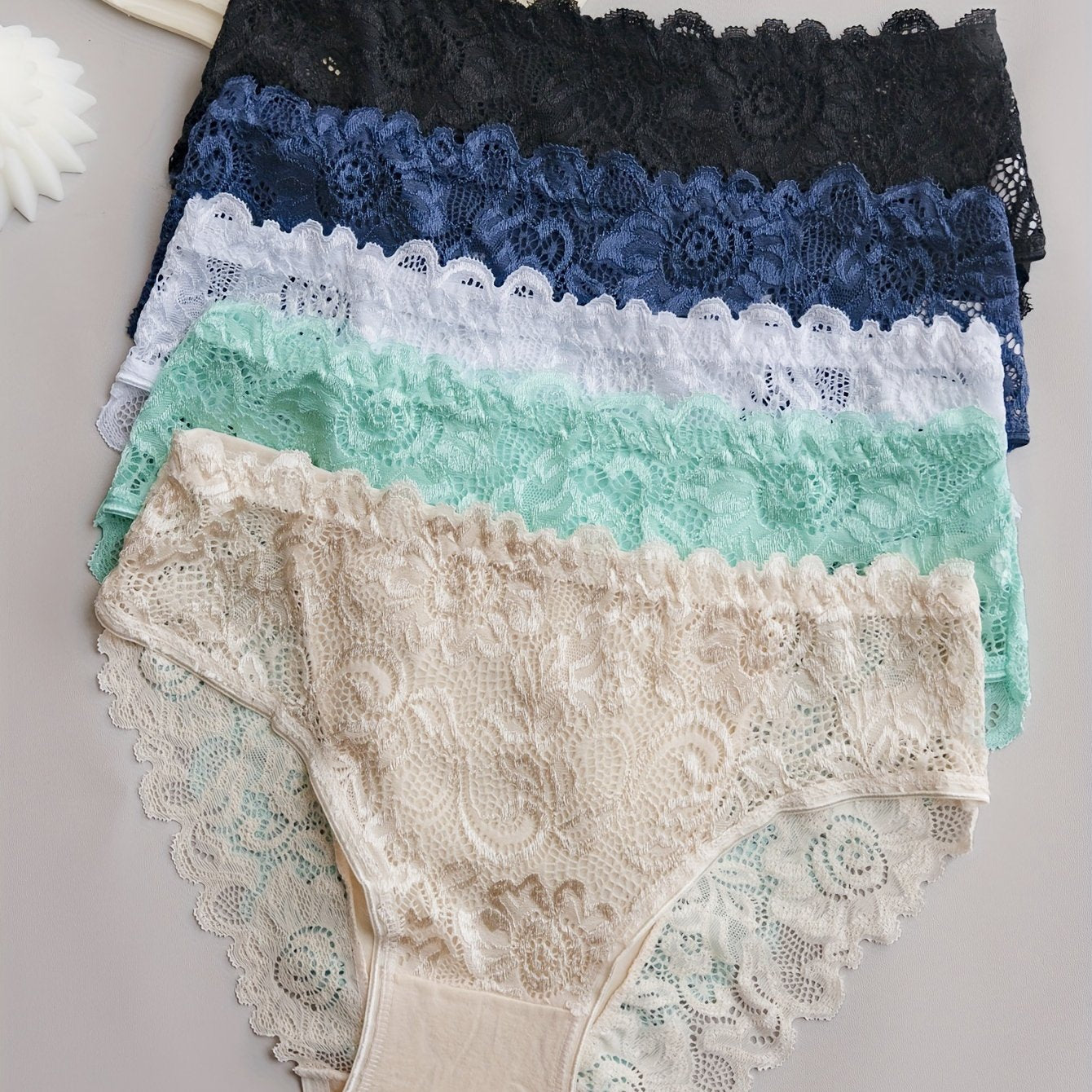 5 Lace Scallop Trim Panties: Elegant, Comfy, Sexy Intimates for Women's Lingerie