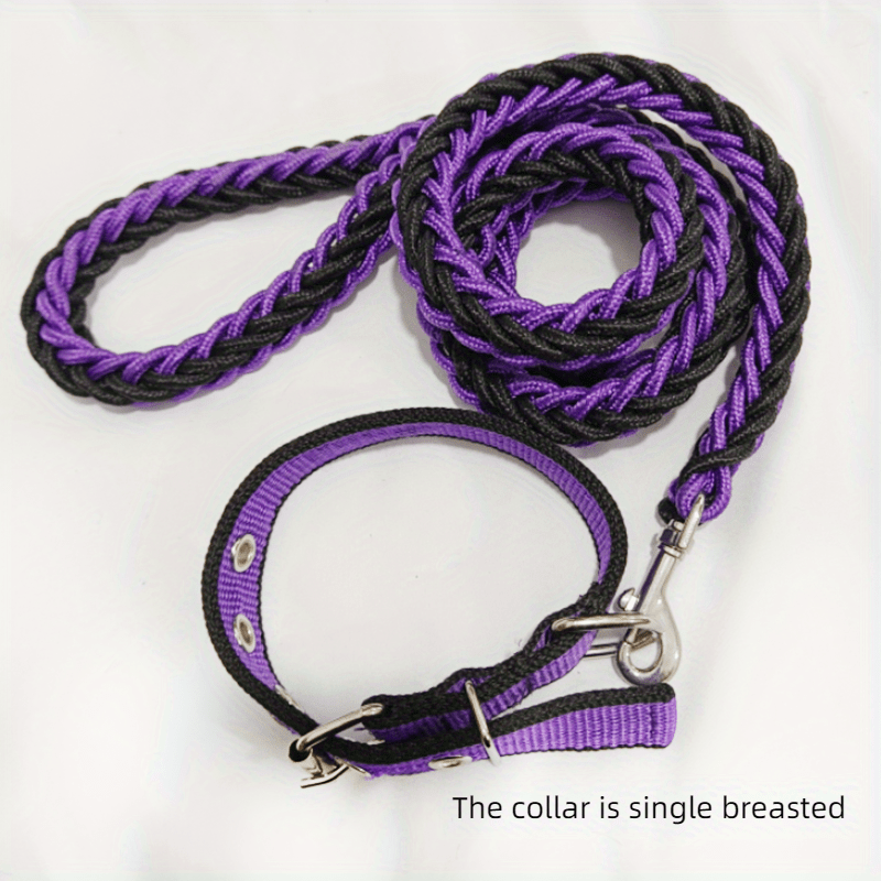 Heavy duty dog collar and leash set with braided training leash.